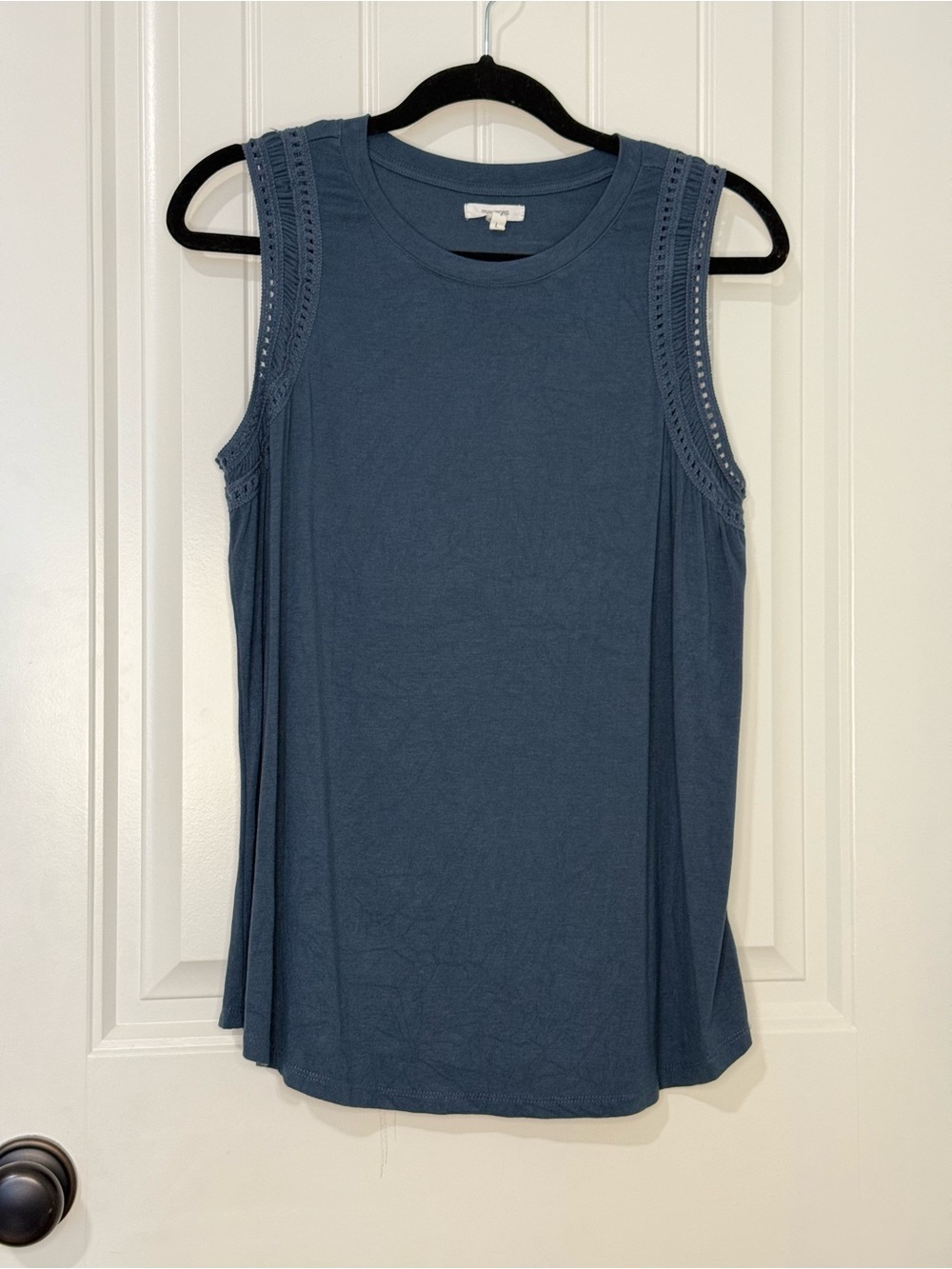 Maurices Crochet-Trim Sleeveless Tank in Slate Blue